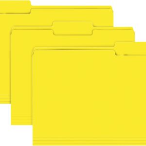 File Folder,  150 Pack 1/3 Cut Tab File Folders  Size, Yellow, Folders with Tab, Great for Organizing and Easy File Storage