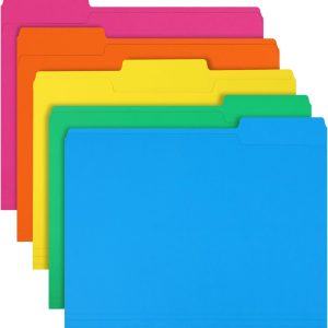 File Folder,  150 Pack 1/3 Cut Tab Colored File Folders, File Folder  Size for Office Classroom Use, Assorted 5 Colors Folders with Tabs