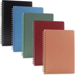 5 Pack Spiral Notebooks 8.3" x 5.7", 80 Sheets College Ruled Notebook with Plastic Waterproof Cover, A5 Lined Journal for Office, School,Home