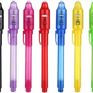 Invisible Ink Pen 7Pcs,Spy Pen Marker Kid Pens for Writing Secret Message Pen Valentines Day Easter Day Halloween Christmas Birthday Party Bag Gift,Invisible Ink Pens with UV Light for Kids