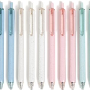 Recycled Gel Click Pens, Set of 12, Pastel Speckle, Medium (0.7 mm) Point, Black Ink