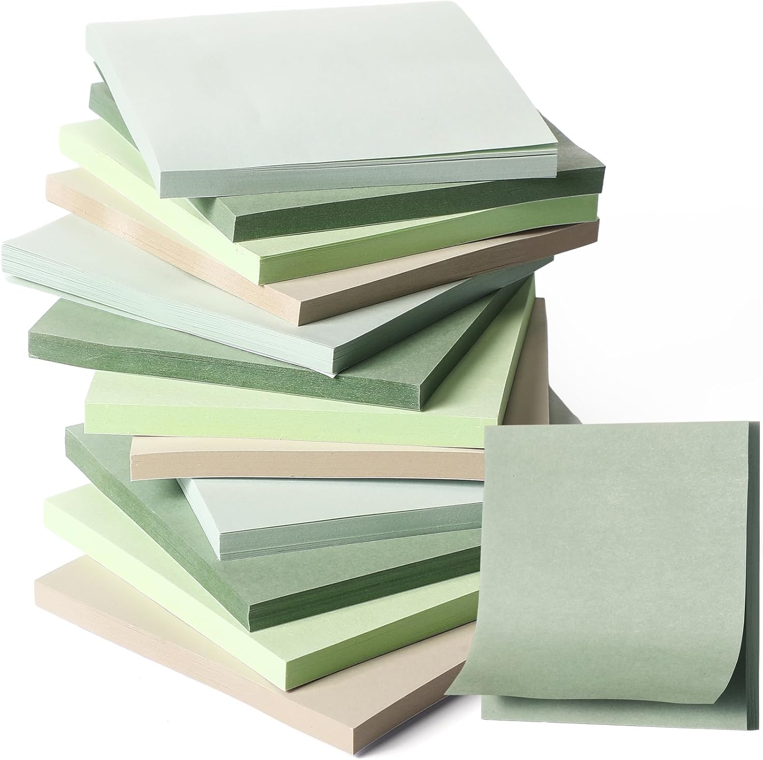 12 Pads Sage Green Sticky Notes 3''x3'', Self Stick Notes Pads Sage Green Office Supplies, Vintage Aesthetic School Accessories 50 Sheets/pad