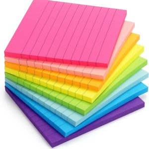 8 Pads Lined Sticky Notes 4x4 Sticky Notes with Lines Self-Stick Note Pads 8 Bright Multi Colors, 50 Sheet/Pad