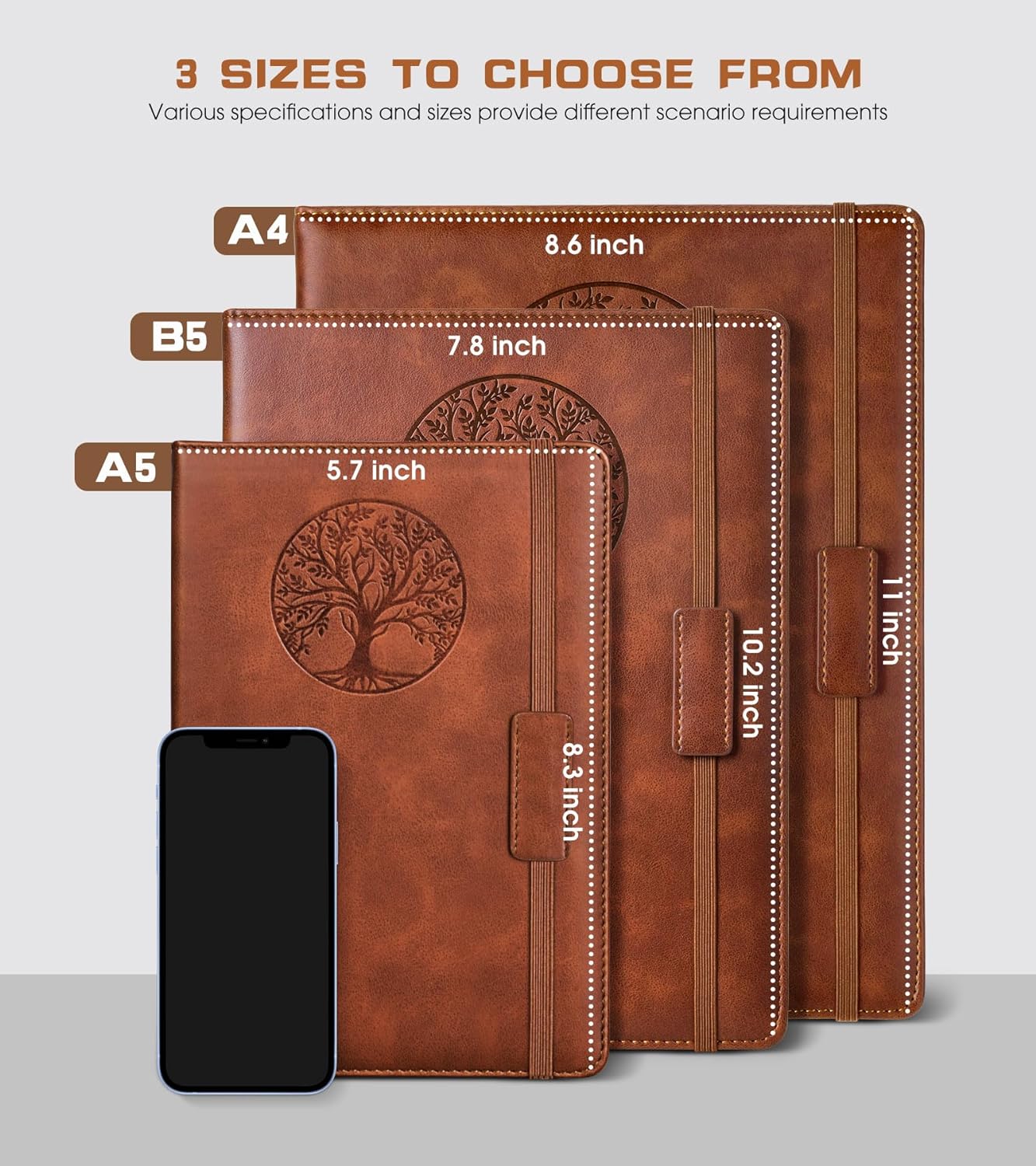 Lined Journal Notebook for Women Men,256 Pages A4 Large Hardcover Leather Journals for Writing,Travel,Business,Work,School,College Ruled Notebooks for Note Taking,Diary Notepad 8.6"×11" (Brown) - Image 2